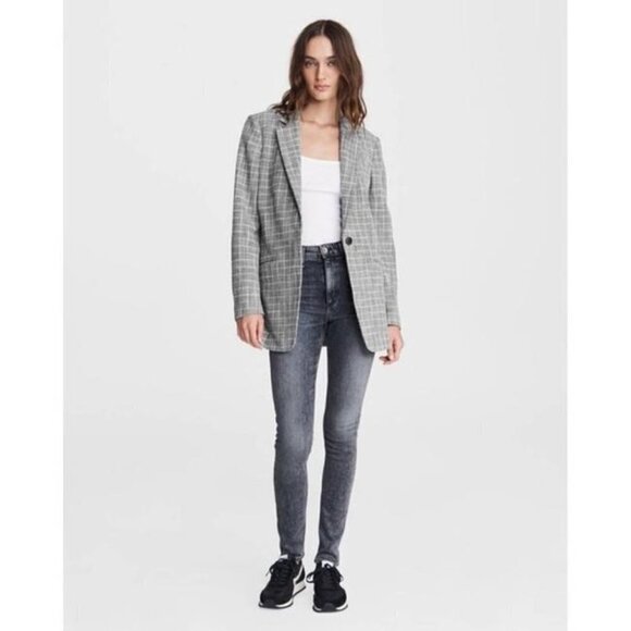 💕RAG & BONE💕 Ames Deconstructed Check Tweed Relaxed Fit Blazer Grey 8 NWT - Picture 5 of 16